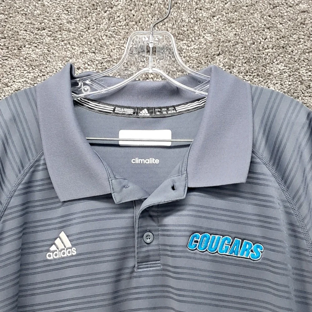 Adidas‎ Climalite Mens Grey Striped Cougars Polo Shirt 2XL 1893A 16